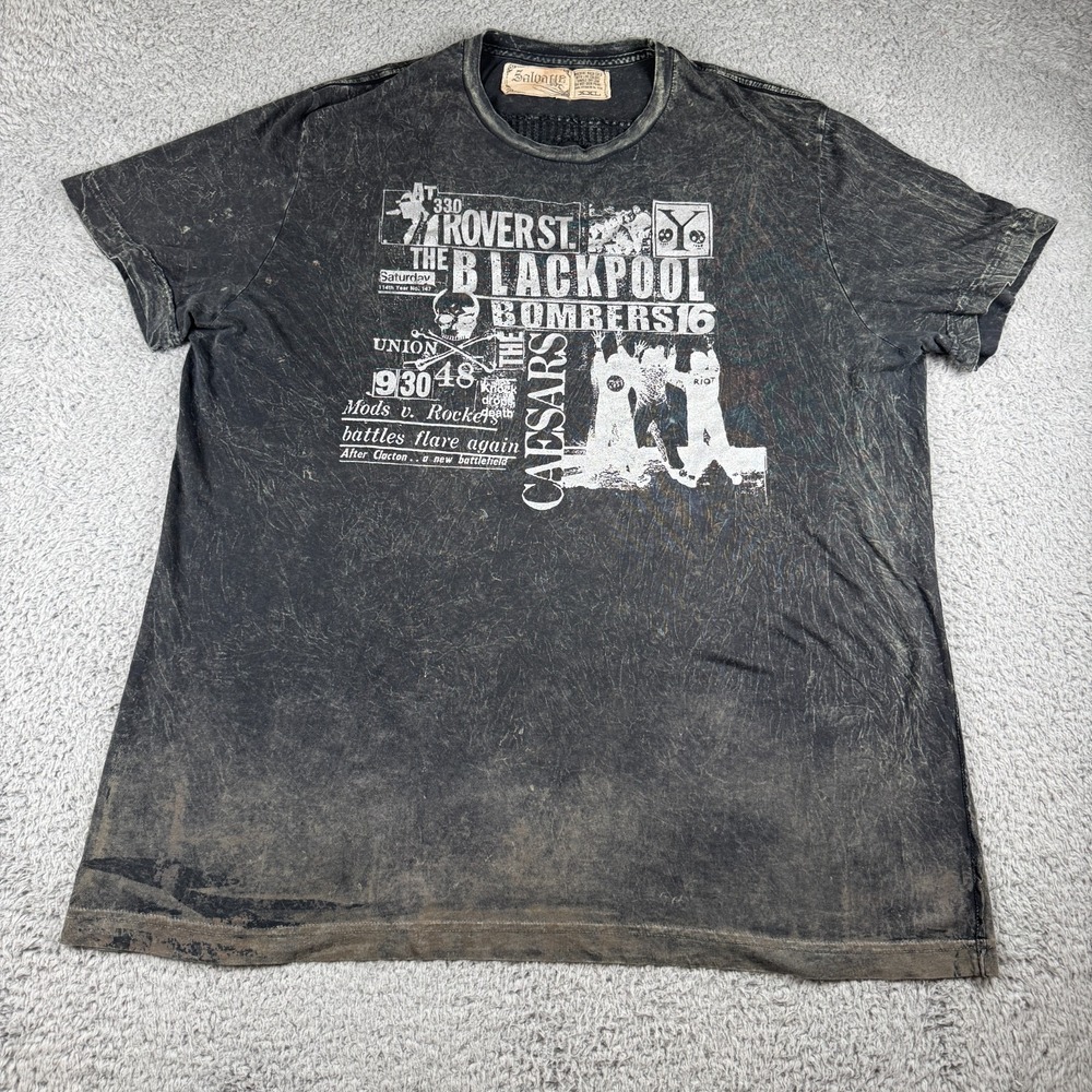 VTG Salvage Shirt Mens 2XL Short Sleeve Y2K Graphic‎ Skull Blackpool